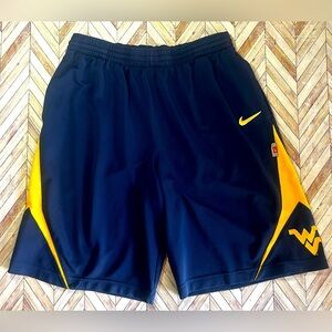 Nike Dri Fit West Virginia Mountaineers Basketball Shorts. Blue/Gold Size Large